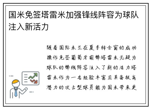 国米免签塔雷米加强锋线阵容为球队注入新活力